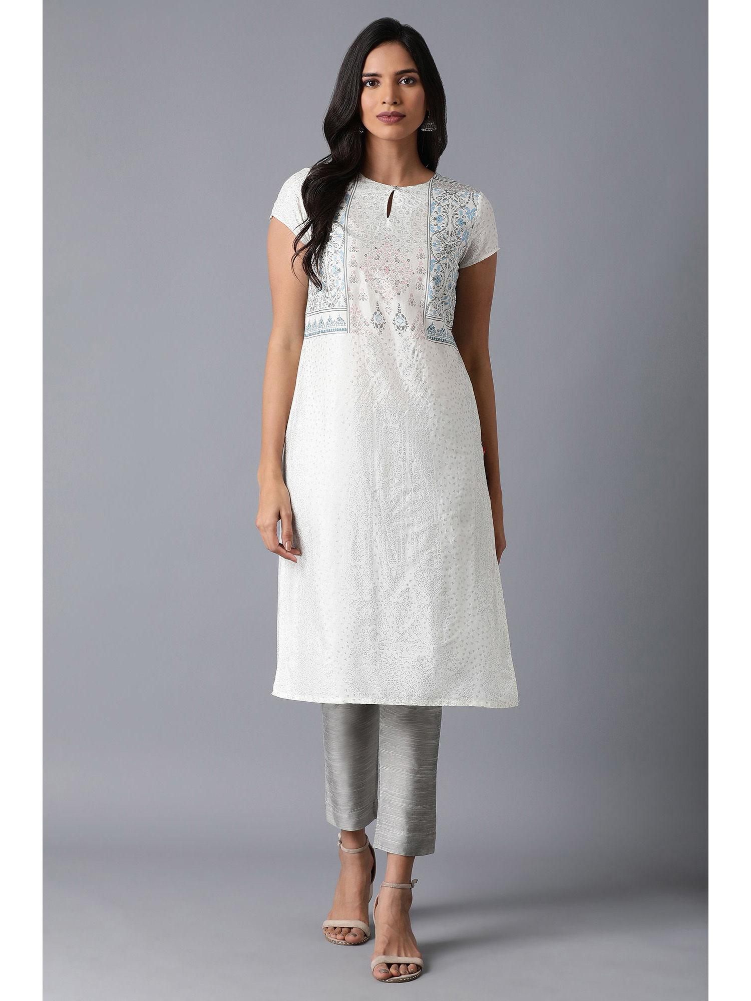 white floral kurta