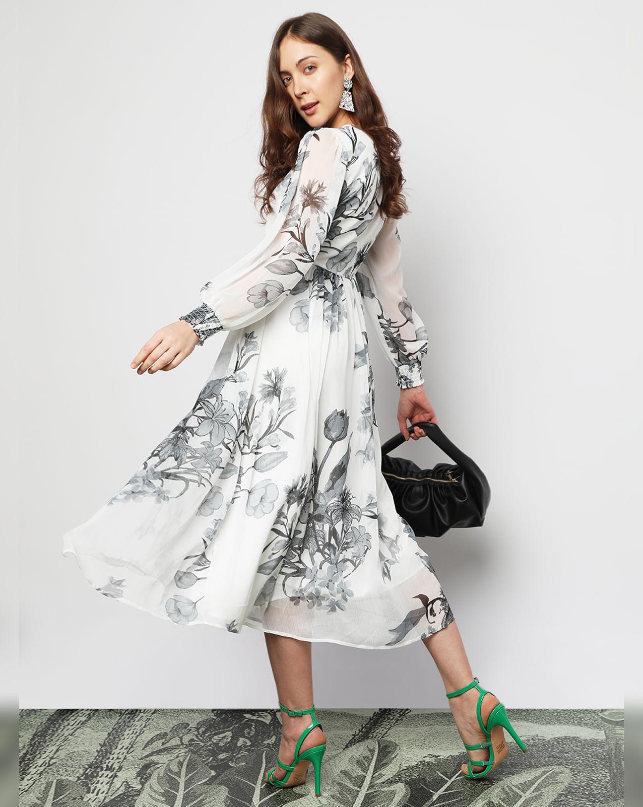 white floral midi dress