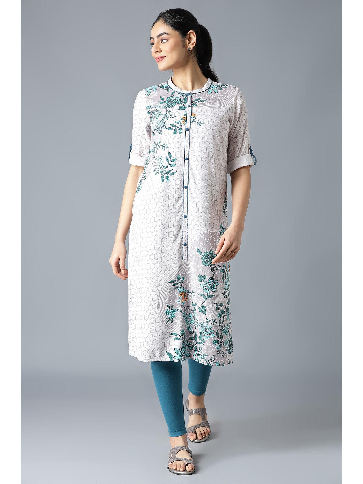 white floral print kurta