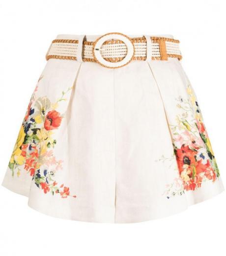 white floral print shorts