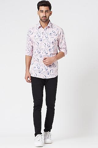 white floral printed cotton shirt