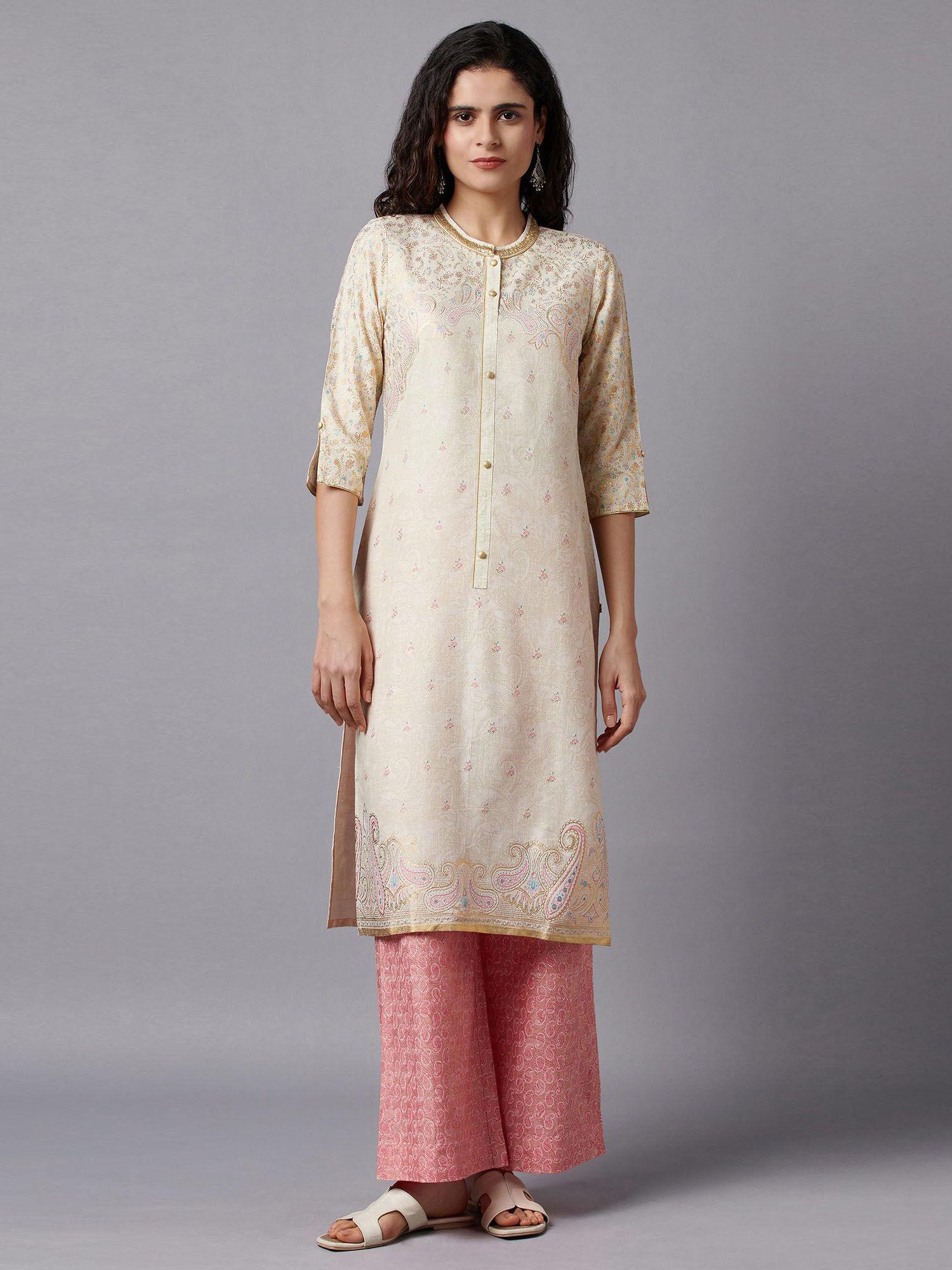 white floral printed kurta