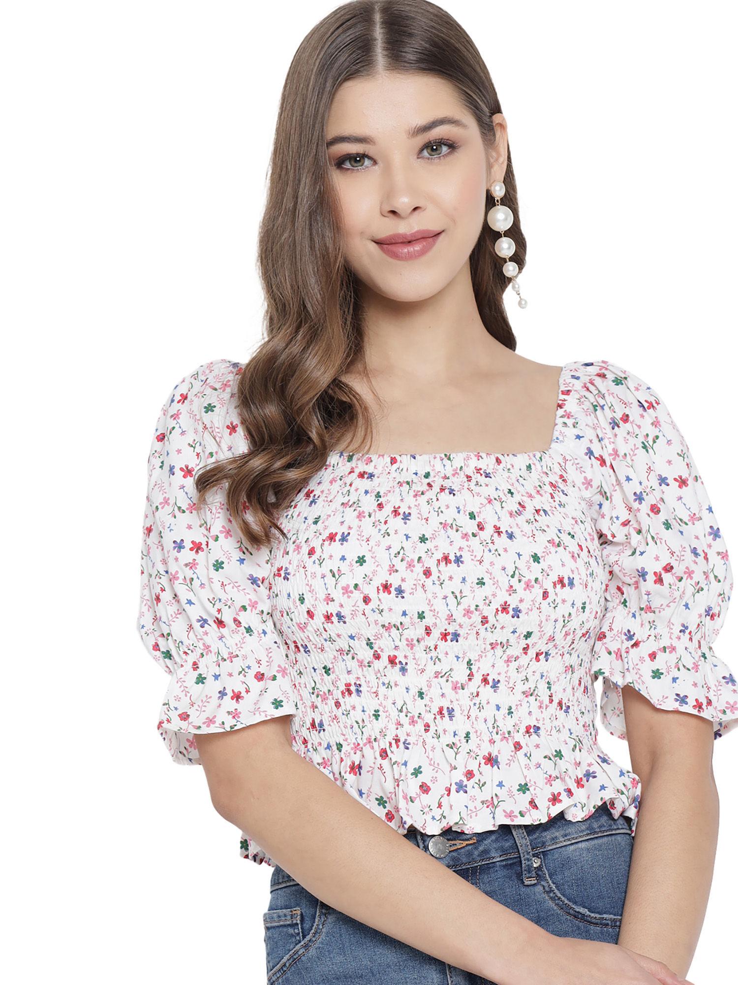 white floral smoking top