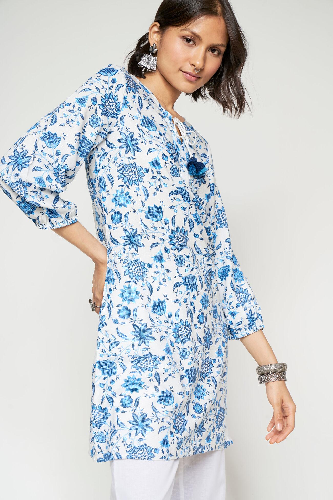 white floral straight tunic