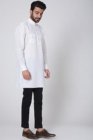 white fringed cotton kurta