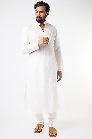 white gauze linen pintuck kurta