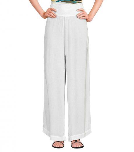 white gauze wide leg cover up pants