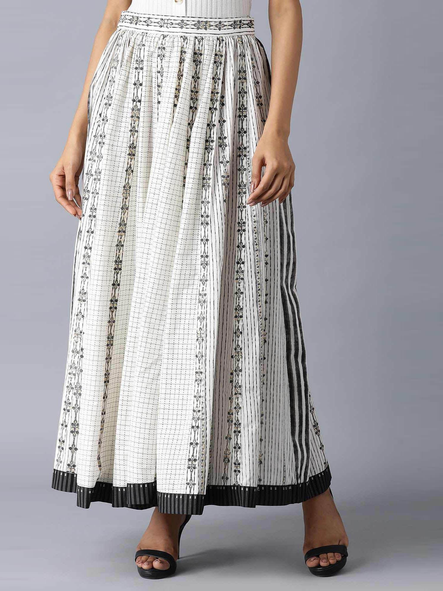 white geometric ethnic skirt