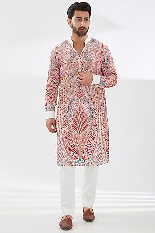 white georgette embroidered kurta set