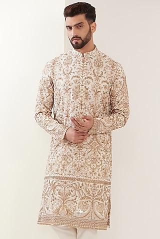 white georgette embroidered kurta