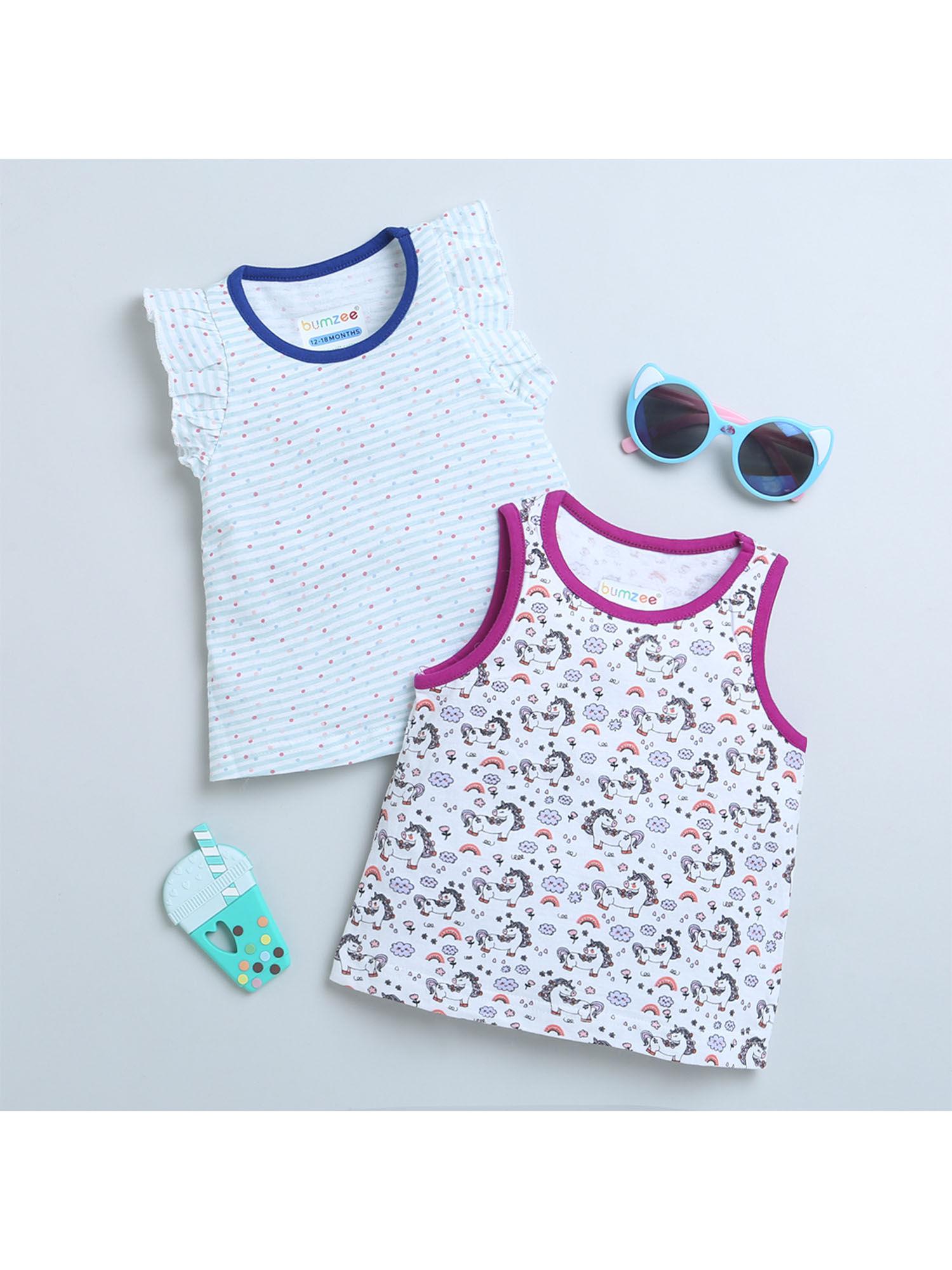 white girls sleeveless top and tank top (set of 2)