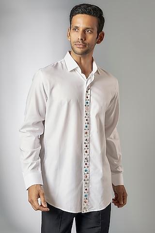 white giza cotton embellished shirt
