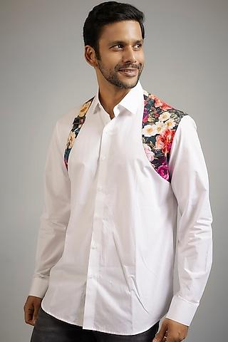 white giza cotton printed shirt