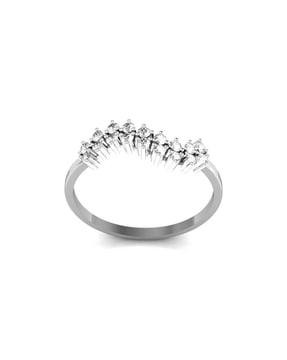 white gold cubic zirconia studded anjali ring