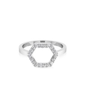 white gold diamond-studded ring