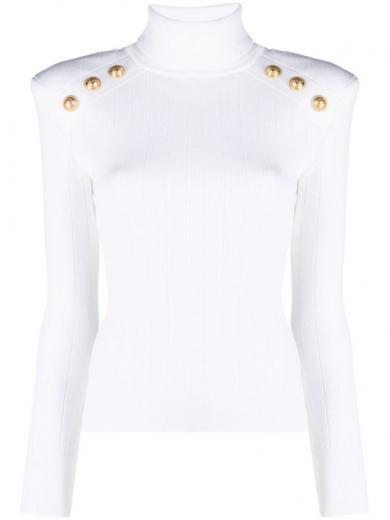 white gold embossed buttons sweater