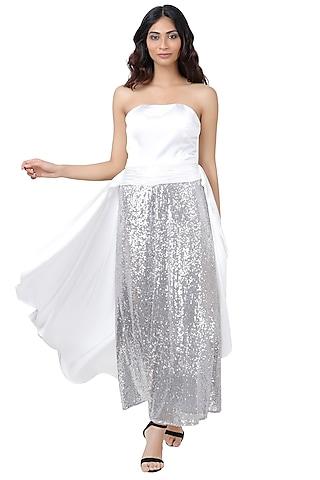 white gown with sequins