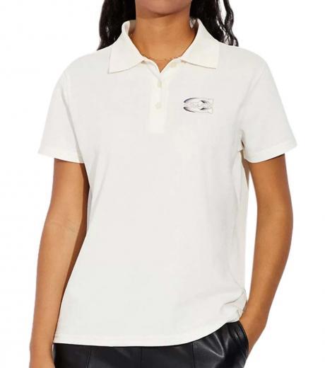 white gradient pique polo