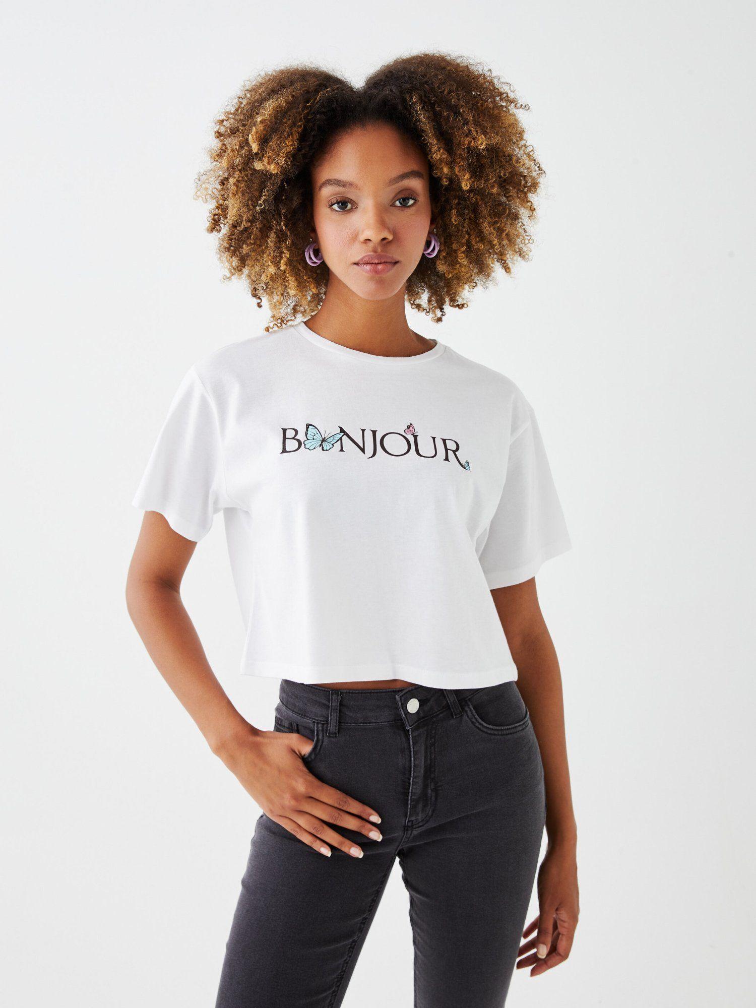 white graphic bonjour t-shirt