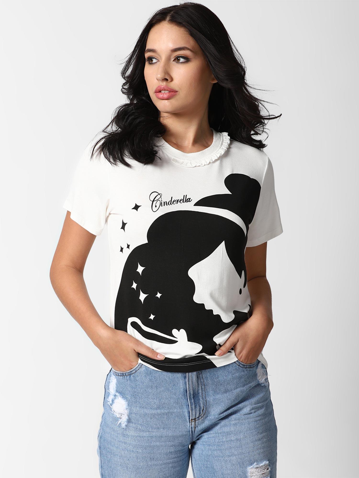 white graphic disney top