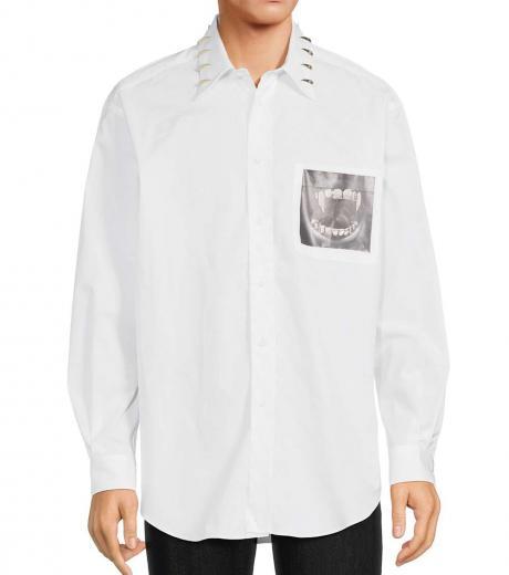 white graphic embellished shirt