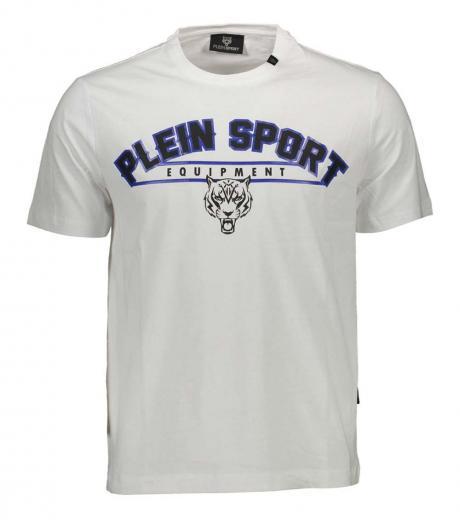white graphic logo print t-shirt