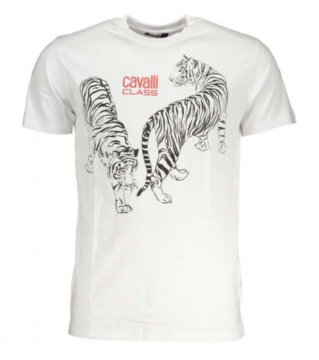 white graphic logo print t-shirt
