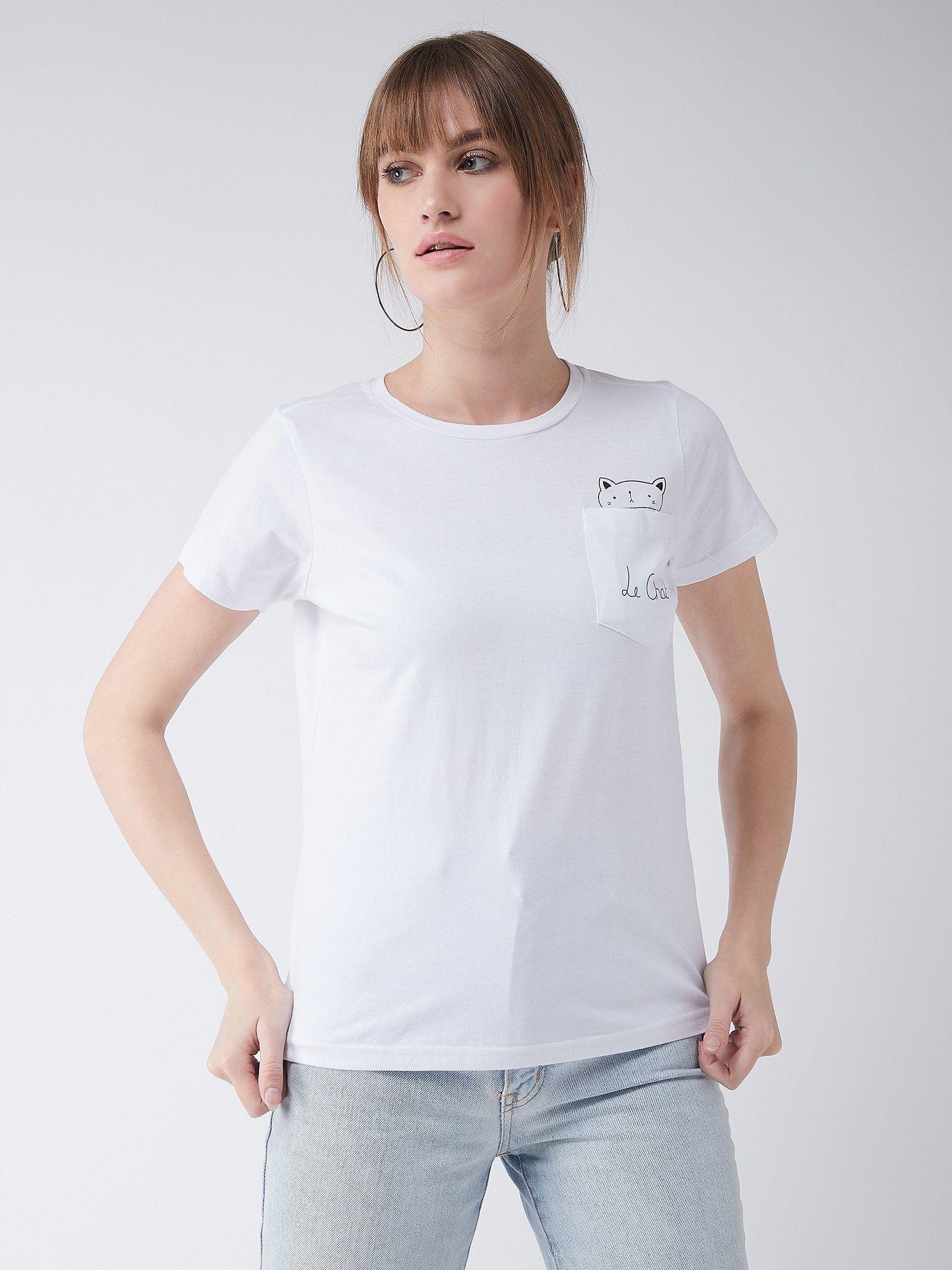 white graphic print t-shirt