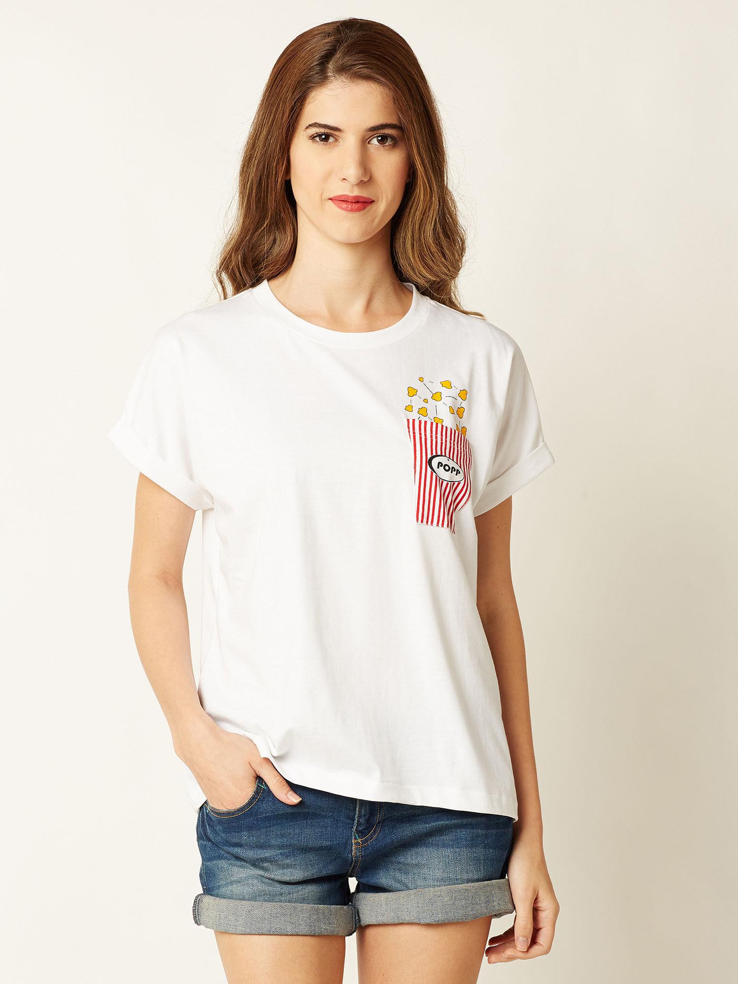 white graphic print t-shirt