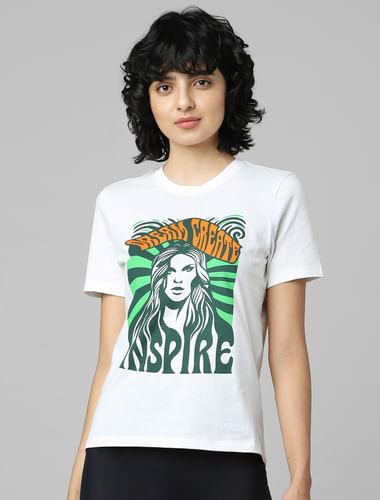 white graphic print t-shirt