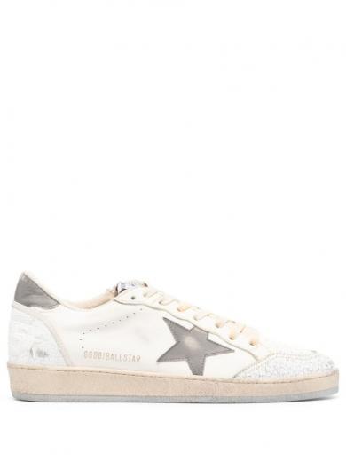 white grey ball star leather sneakers