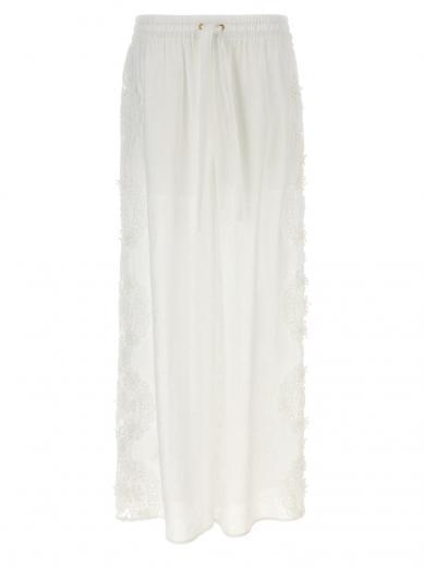 white halliday lace flower pants