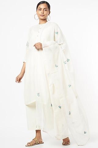 white hand embroidered tunic set