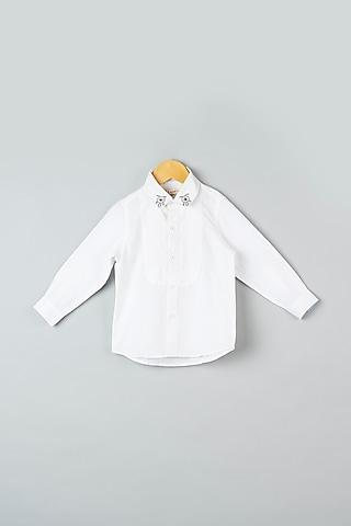 white handloom cotton shirt for boys