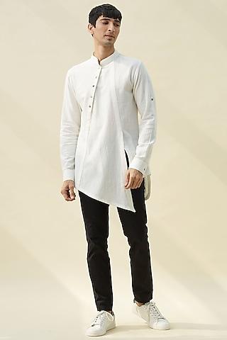 white handloom khadi slant kurta