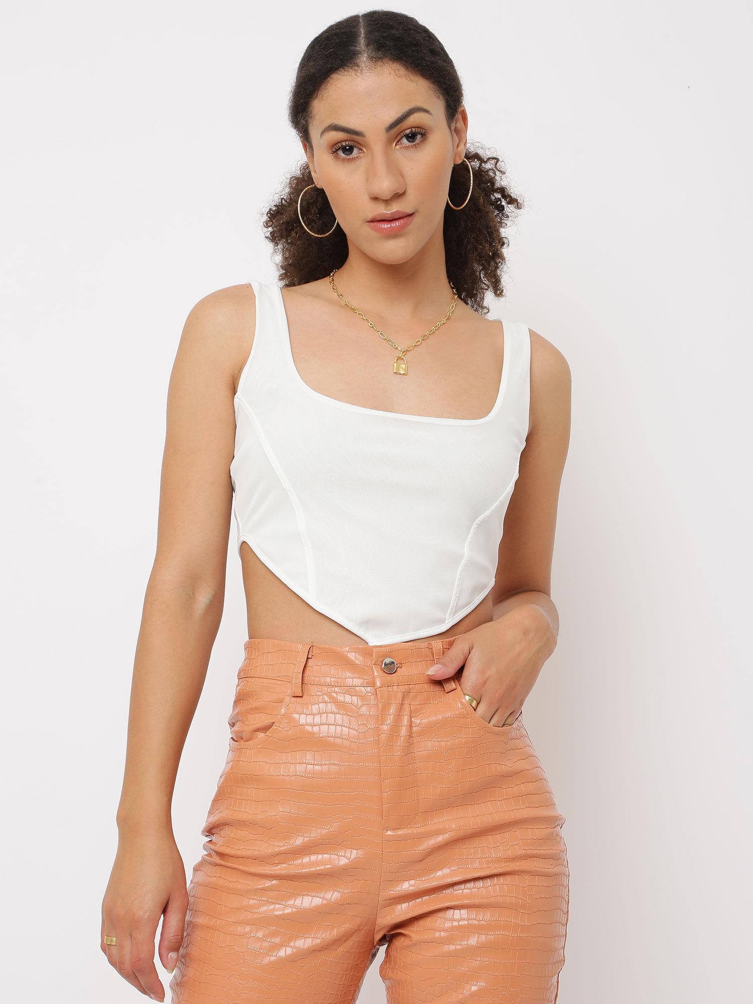 white hanky hem corset top