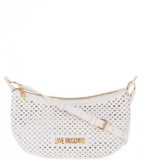 white heart cutout large crossbody bag