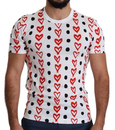 white hearts print t-shirt