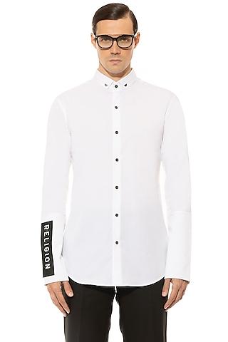 white high density printed shirt