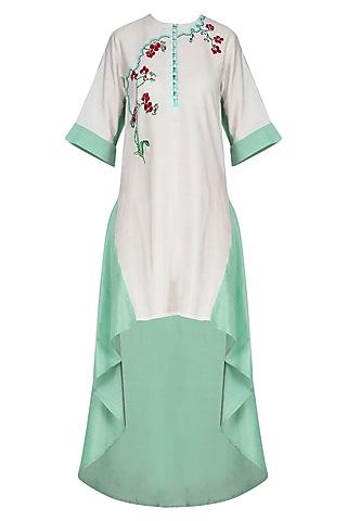 white high low hand thread work tunic