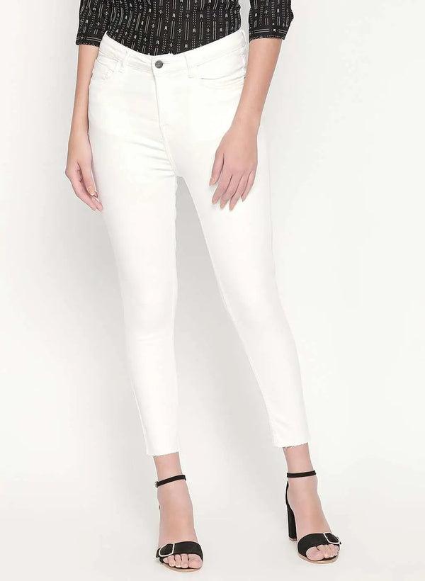 white high waist skinny jeans