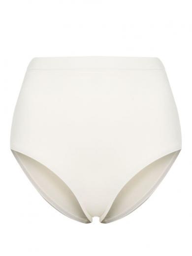 white high-waisted bikini bottoms