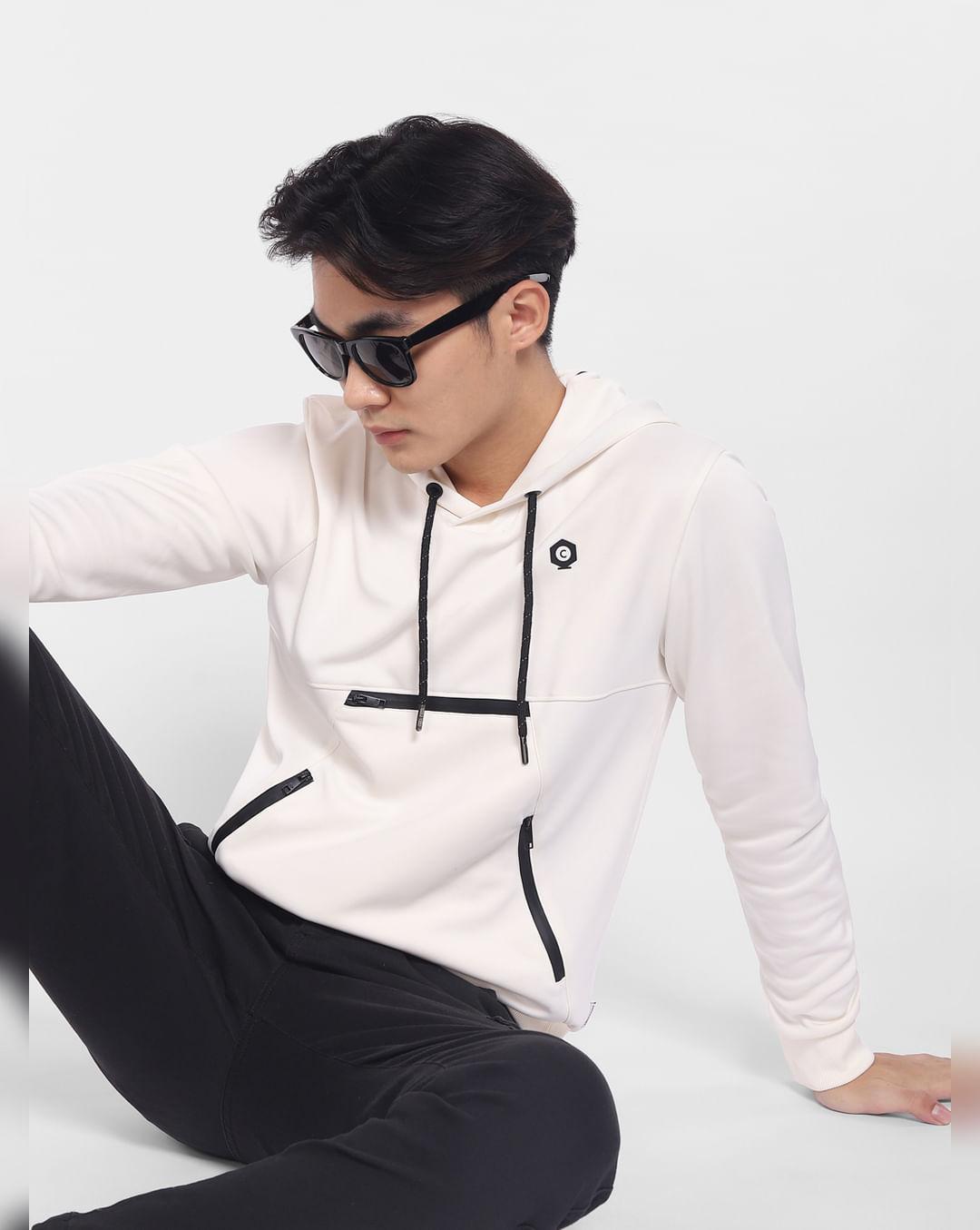 white hooded co-ord sweatshirt