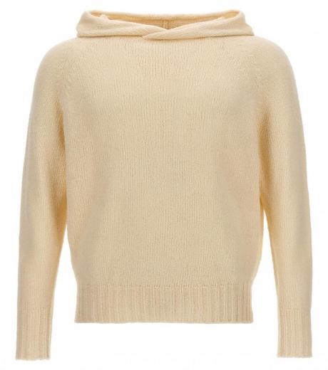 white hooded sweater
