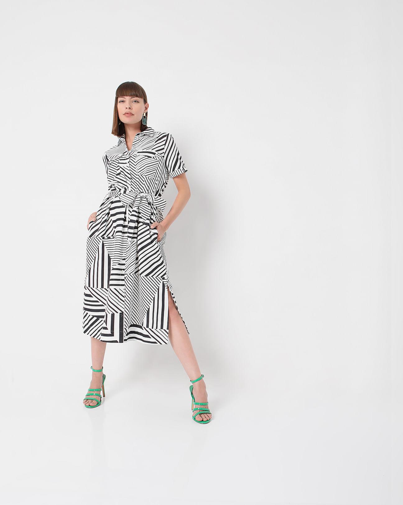 white horizontal stripe dress