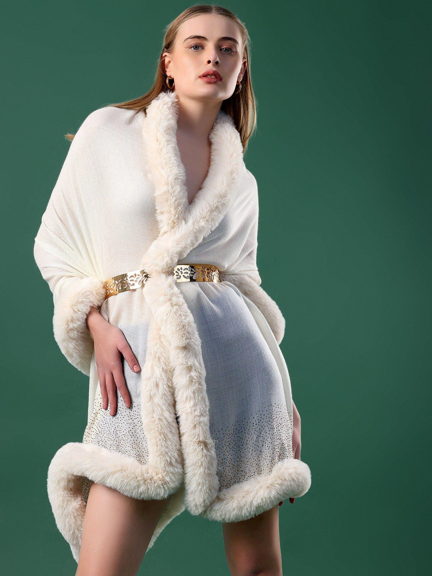white ideal dress fur shawl (m)