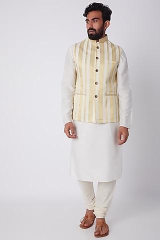 white jacquard bundi jacket