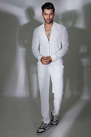 white korean crepe trousers