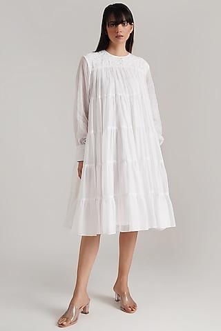 white kota doria tiered dress