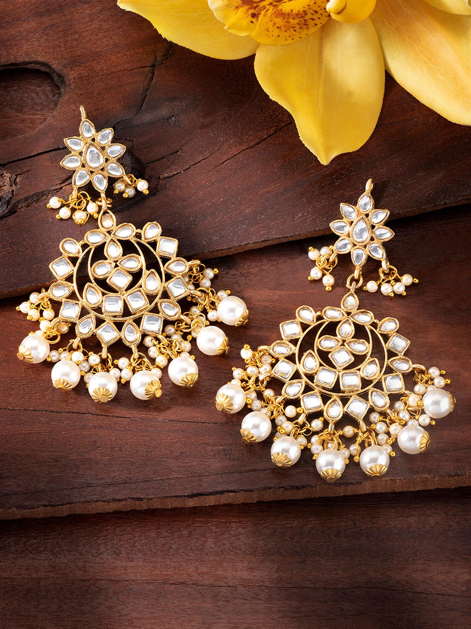 white kundan earrings-pf24e1743w